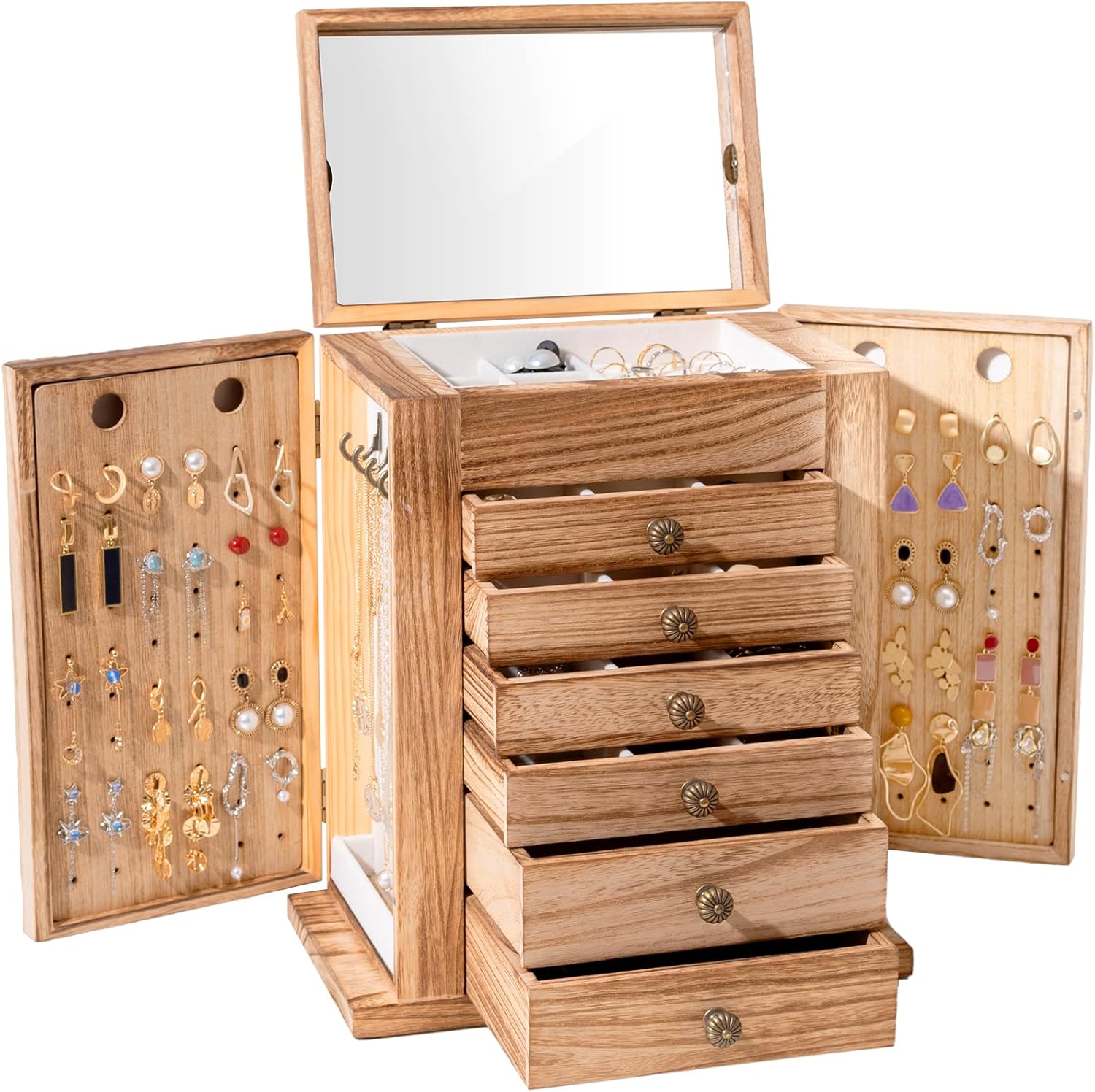 ProCase Large Jewelry Box, 7Layer Wooden Jewelry Boxes for Women