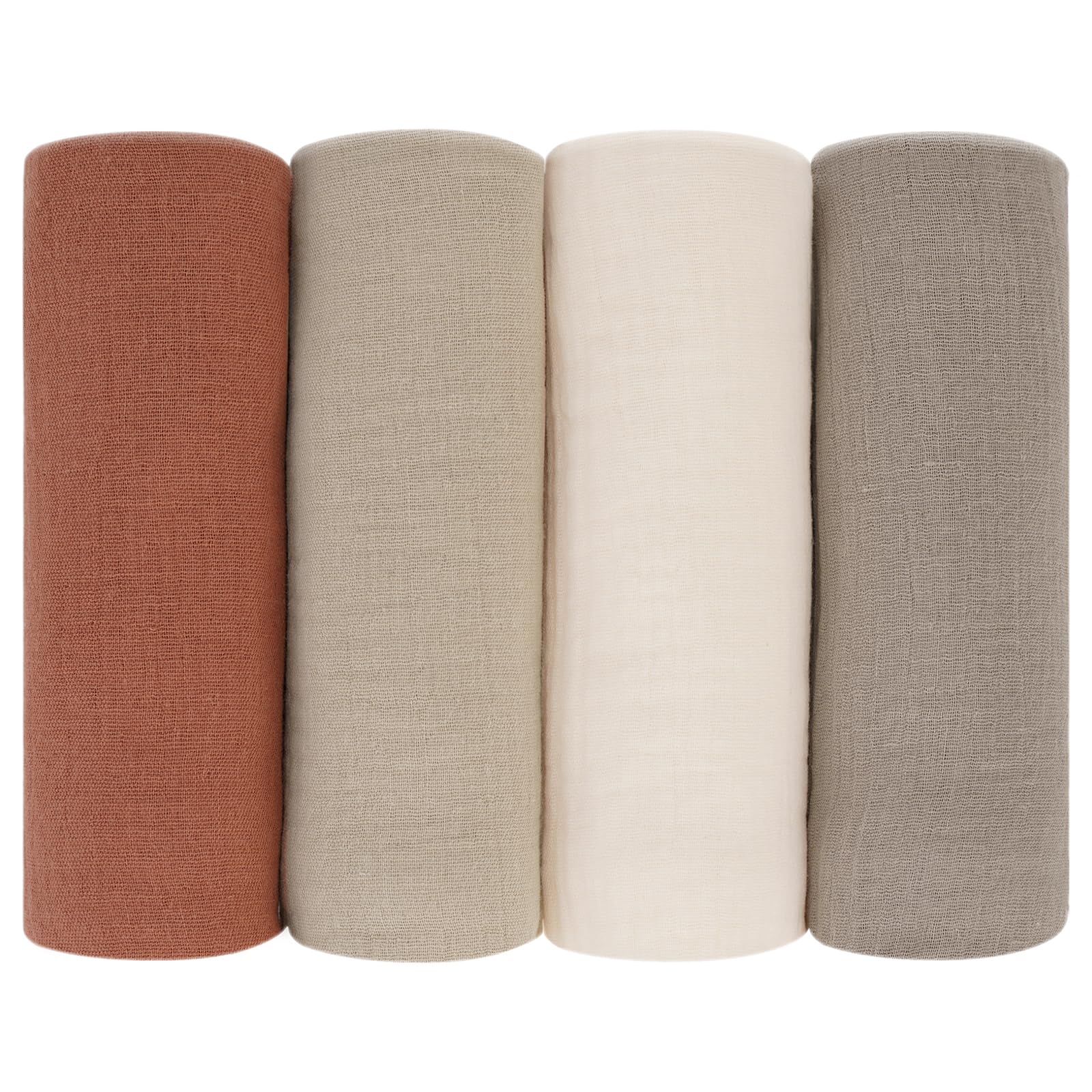 Peepeemax Mulltücher Baby Spucktücher 60x60cm, 4er-Pack 100% Baumwolle Spucktücher Baby für Jungen und Mädchen, Weich, Atmungsaktiv und Extrem Saugfähig Musselin Tuch für Babys, Neutral Braun