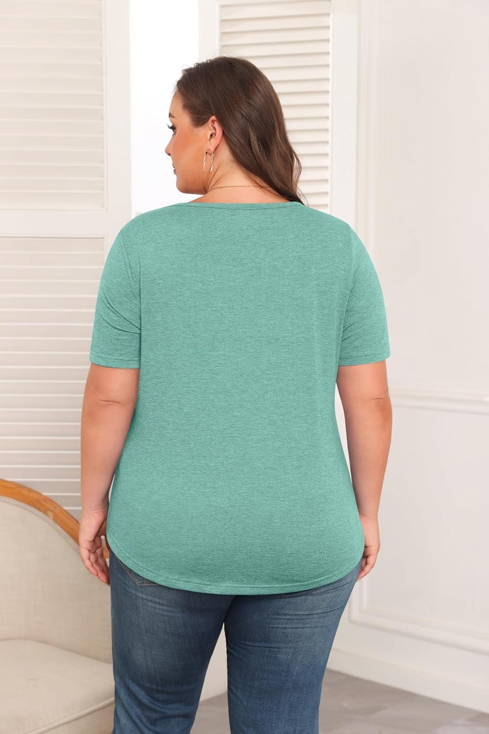 TIANZHU Plus Size Tops for Women Summer Shirts Short Sleeve Tunics Casual Square Neck Blouses 2024 - Image 5