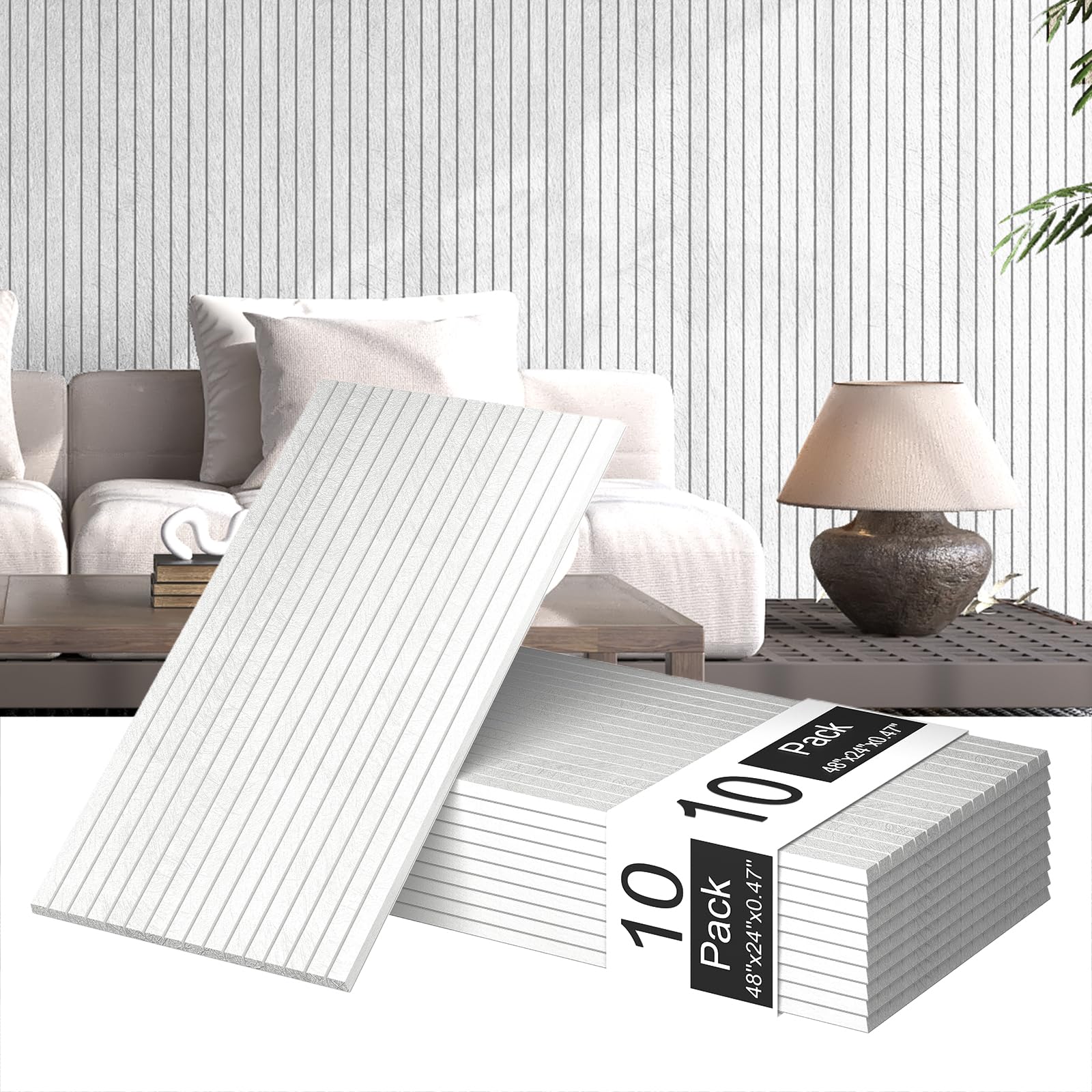 Photo 1 of MAGICUBETIC 10 Pack Self-Adhesive Acoustic Wall Panels, White 48x24 Inch