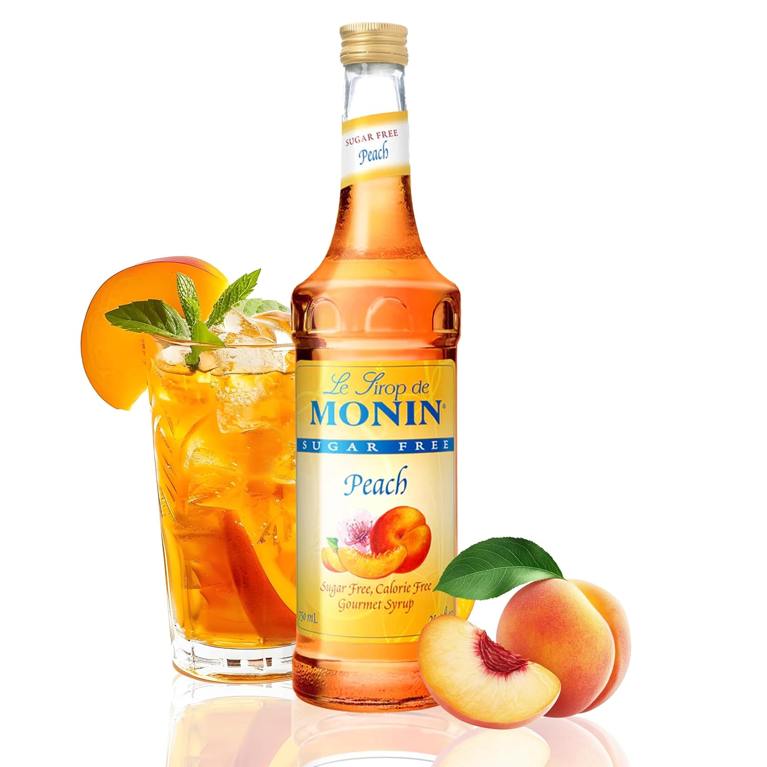 Monin - Sugar-Free Peach Syrup, Vegan, Non-GMO, Gluten-Free (750 ml)