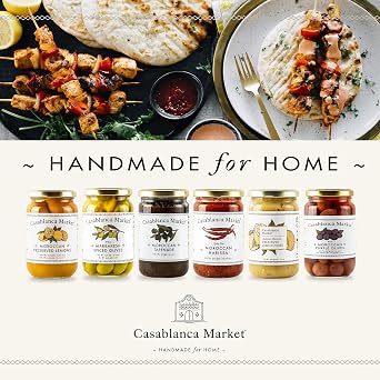 CASABLANCA MARKET Moroccan Preserved Lemons Authentic Moroccan Preserved Lemons in Jar Whole Non-GMO Preserved Lemon Preserved Lemons for Couscous or Tagine Pot for Moroccan Cooking (13oz)