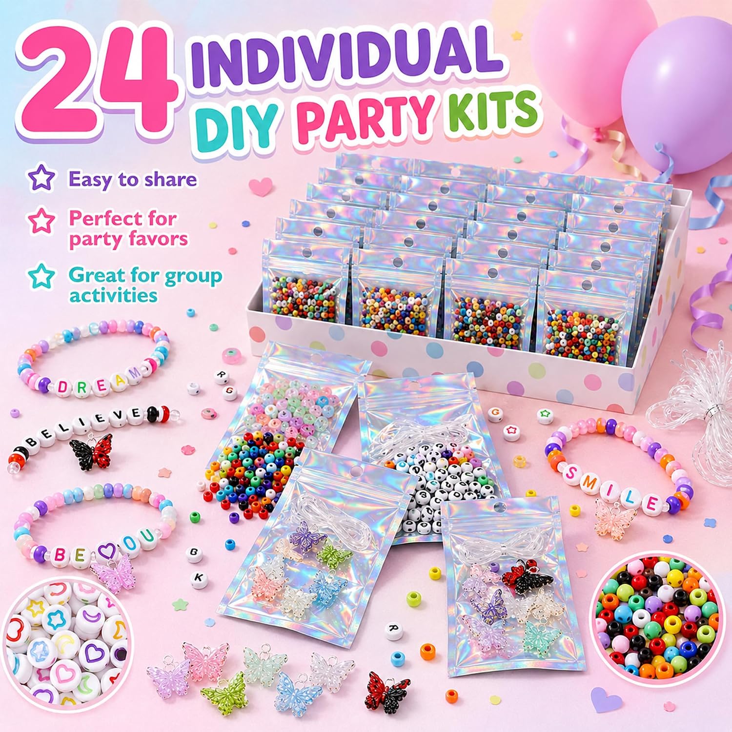24 Set Friendship Bracelet Making Kits, Letter Beads DIY Jewelry Supplies