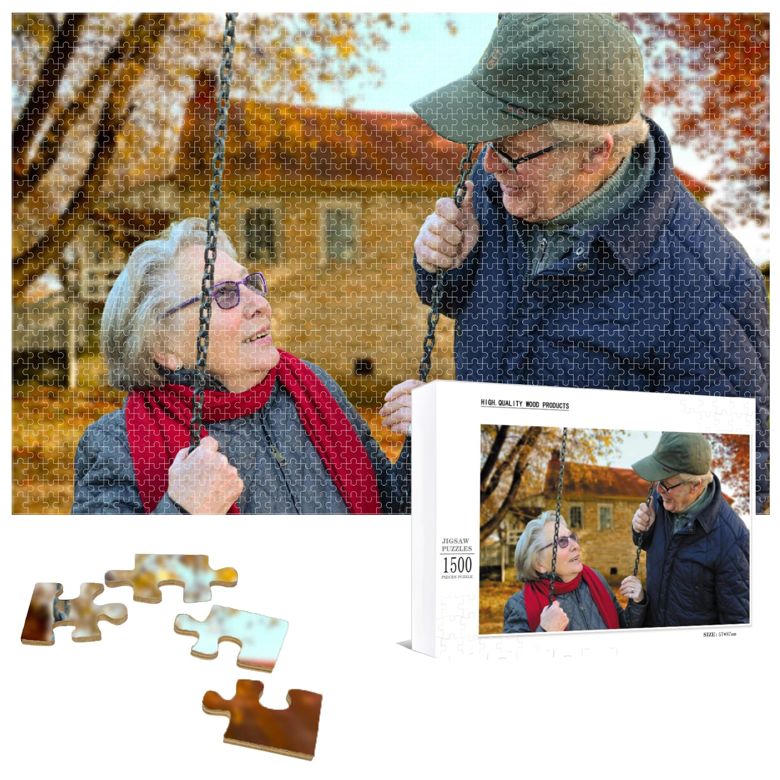 Personalised Jigsaw Puzzle,Wooden Custom Puzzle from Photo Custom Picture 300,500,1000 Pieces for Adult Teens Family, Wedding, Graduation, Gift (1500 Pieces)
