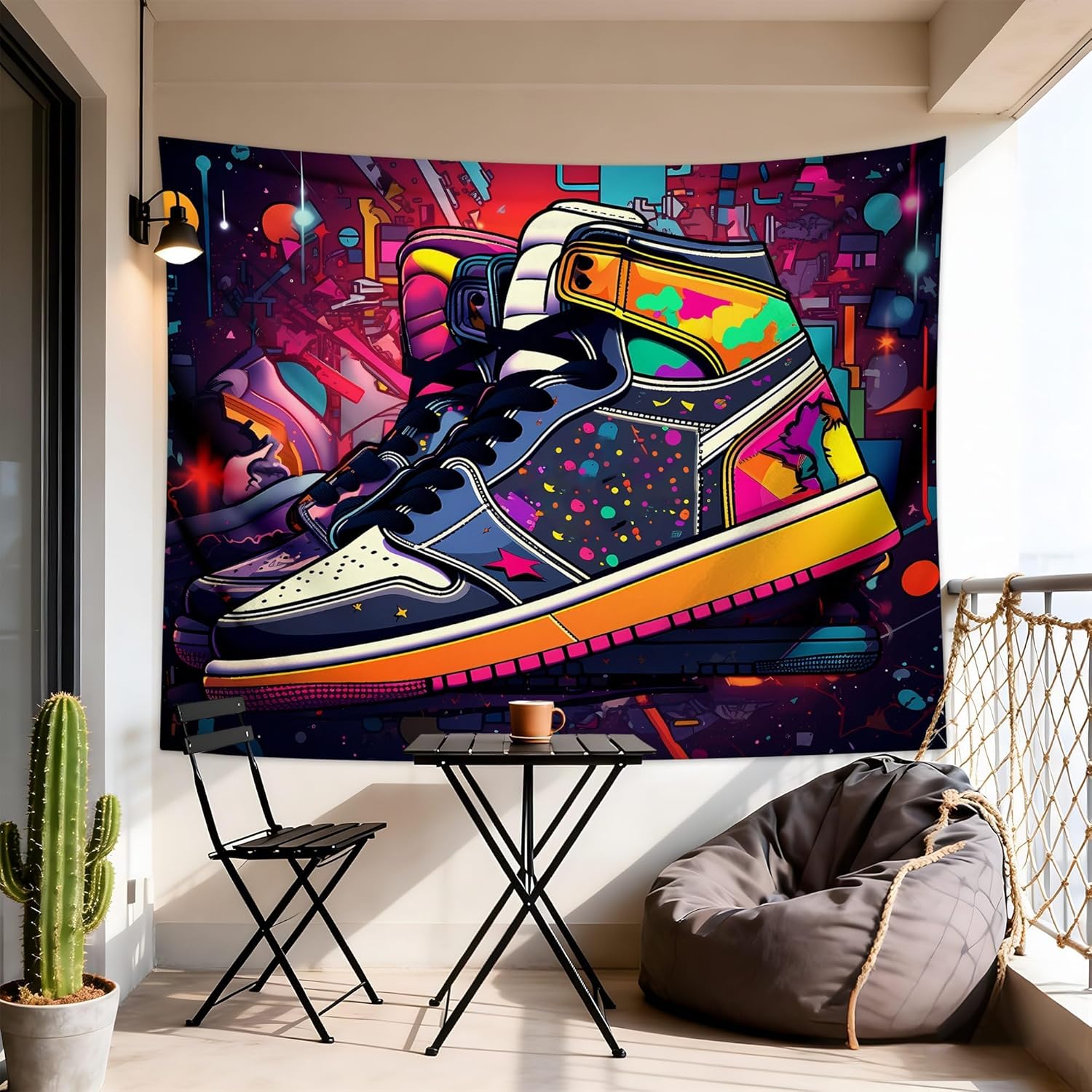 QGHOT Basketball Shoes Tapestry Cool Sneaker Poster Sneaker Head Sport Tapestry Wall Hanging Sneakerhead Backdrop Party Decoration for Teen Boys Guys Mens Room Drom Bedroom Decor 78.7L x 104W
