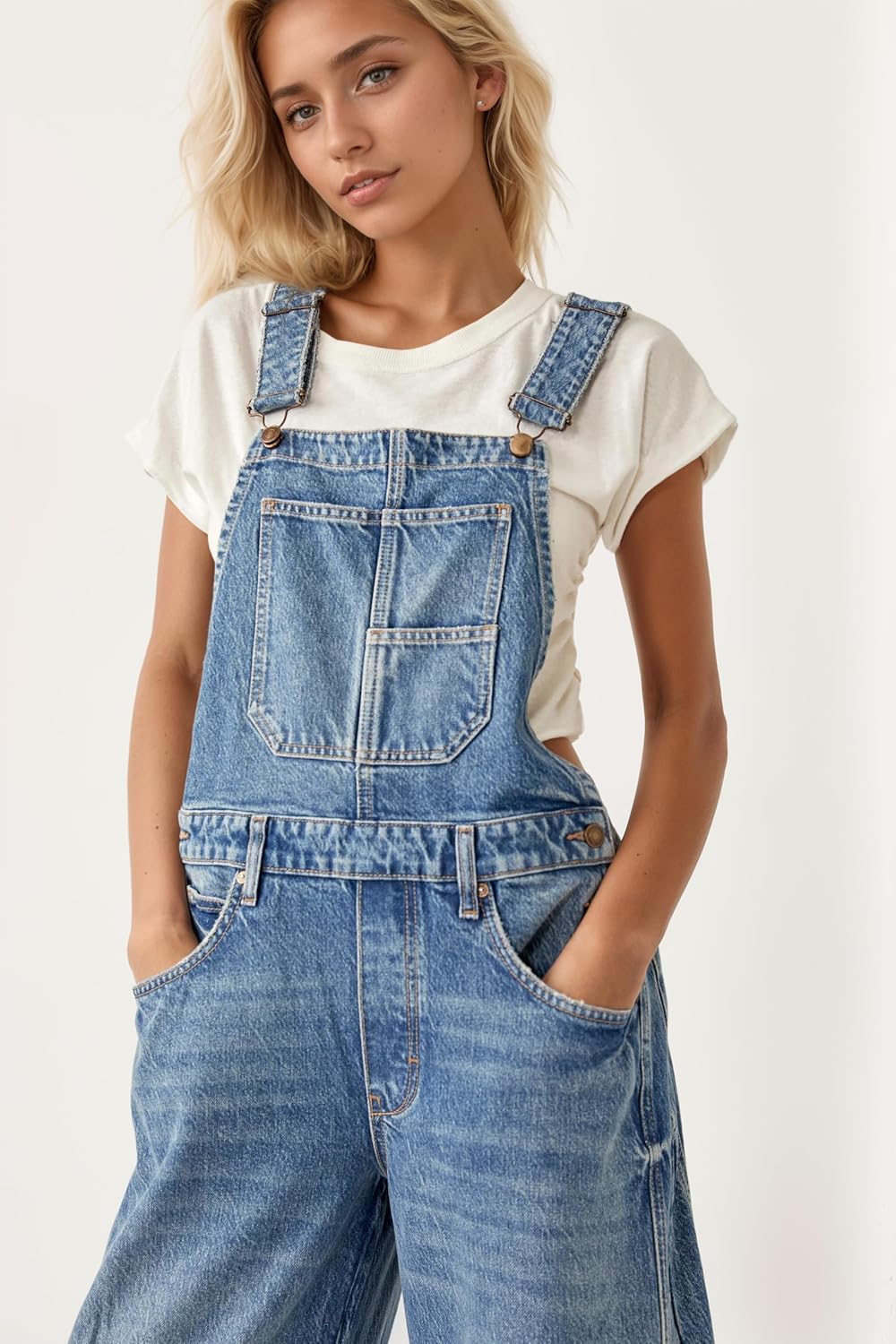 Kedera Women's Denim Overall Casual Straight Wide Leg Bib Jeans Overall Adjustable Straps Denim Romper Stretch Jumpsuits - Image 4