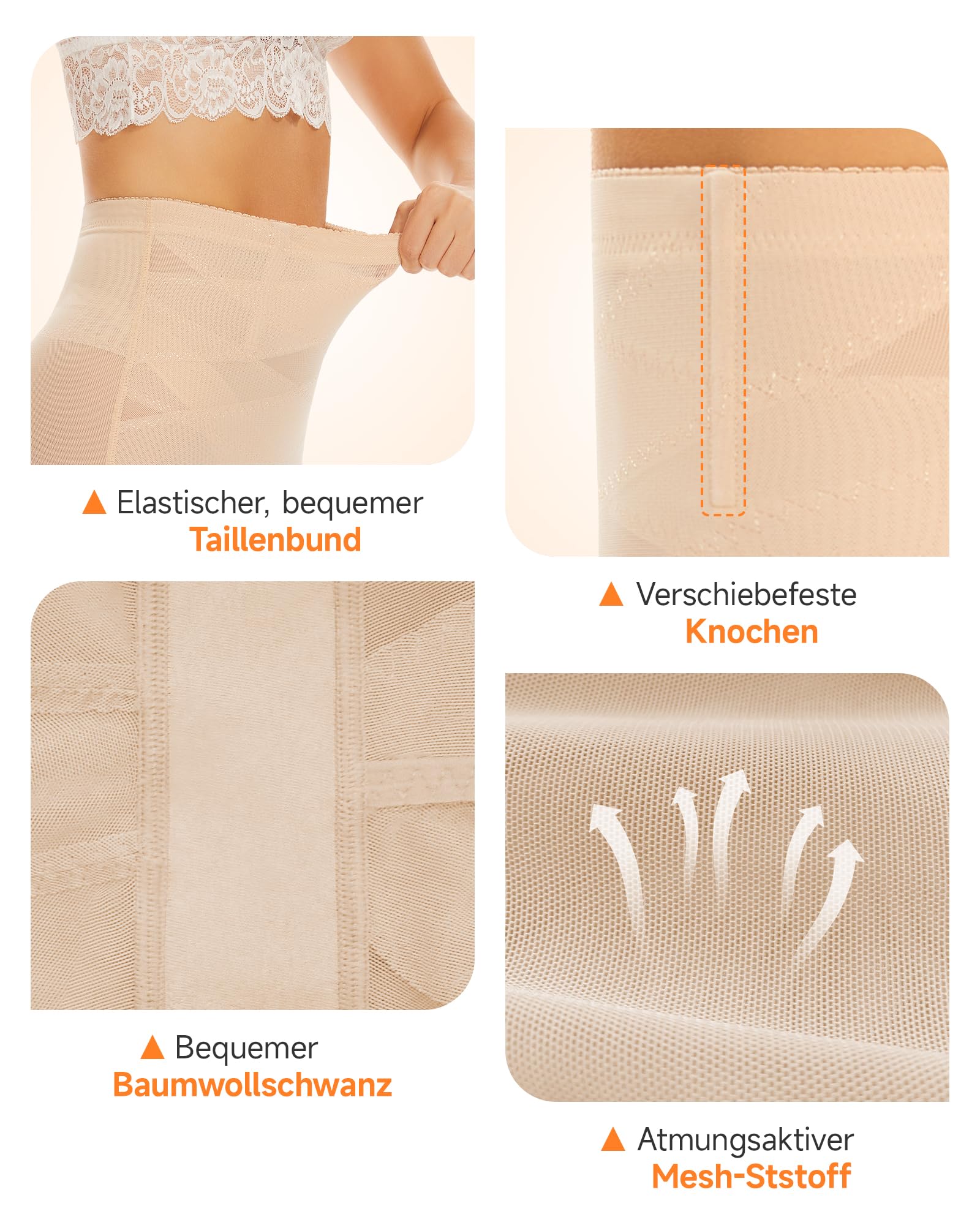 YADIFEN Culotte gainante pour femme - Taille haute - Avec jambes, beige, S | Sous-vêtement gainant pour le ventre