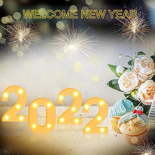 Miniatura 6 de 10 letras decorativas con luz LED, letras de números de marquesina de plástico blanco para decoración nocturna, boda, fiesta, cumpleaños, Navidad,