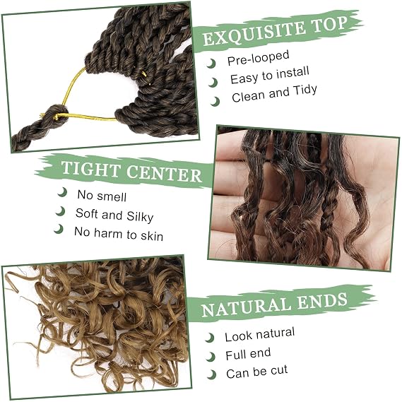 Eerya 8 Packs Goddess Box Braids Crochet Hair for Black Women T1B/30/27