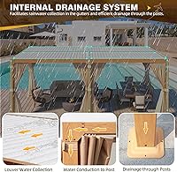 Vista 4 de MELLCOM Pérgola con Persianas - 12x20, Aluminio con Techo Ajustable, Veta de Madera con Cortinas Impermeables y Redes