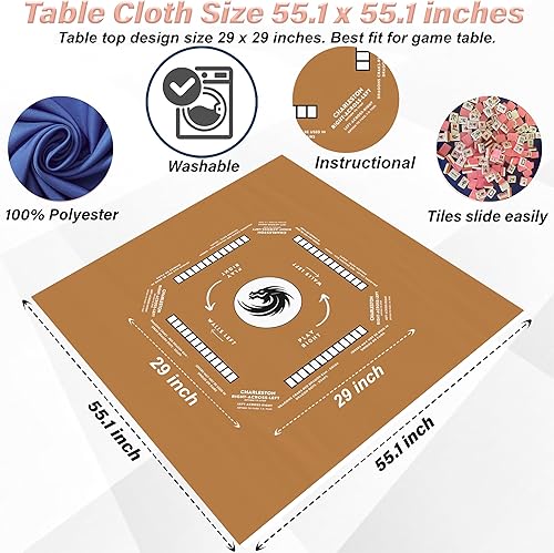 Miniatura 2 de Tapete Mahjong con instrucciones (idioma español no garantizado) - Mantel Mahjong tamaño 55 x 55, Mahjong con reglas, ideal para principiantes que