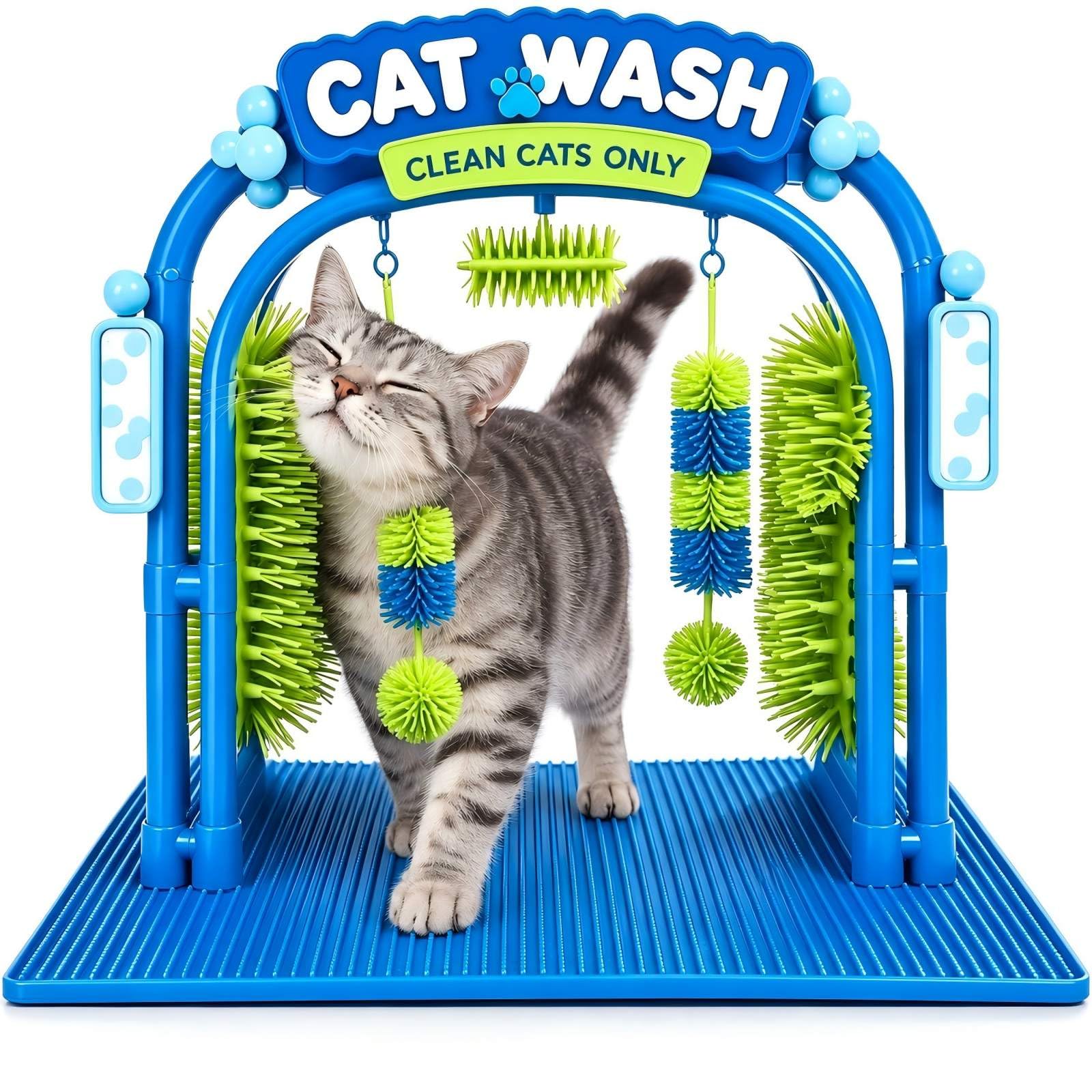 Cat Wash Grooming Station, Self Groomer Massage Toy for Indoor Cats (1PCS)