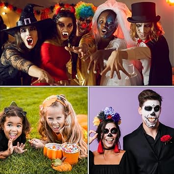 12 Pieces Funny Fake Teeth, Halloween Demon Teeth Funny Bob Teeth Halloween Vampire Teeth Gnarly Fake Teeth, Joke False Teeth Adult, for Aldult Halloween Masquerade Costume Party Favors