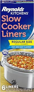Reynolds Kitchens Slow Cooker Liners, Regular 3-8 Qt Fit, 6 Pack - BPA-Free Bags for Effortless Cleanup