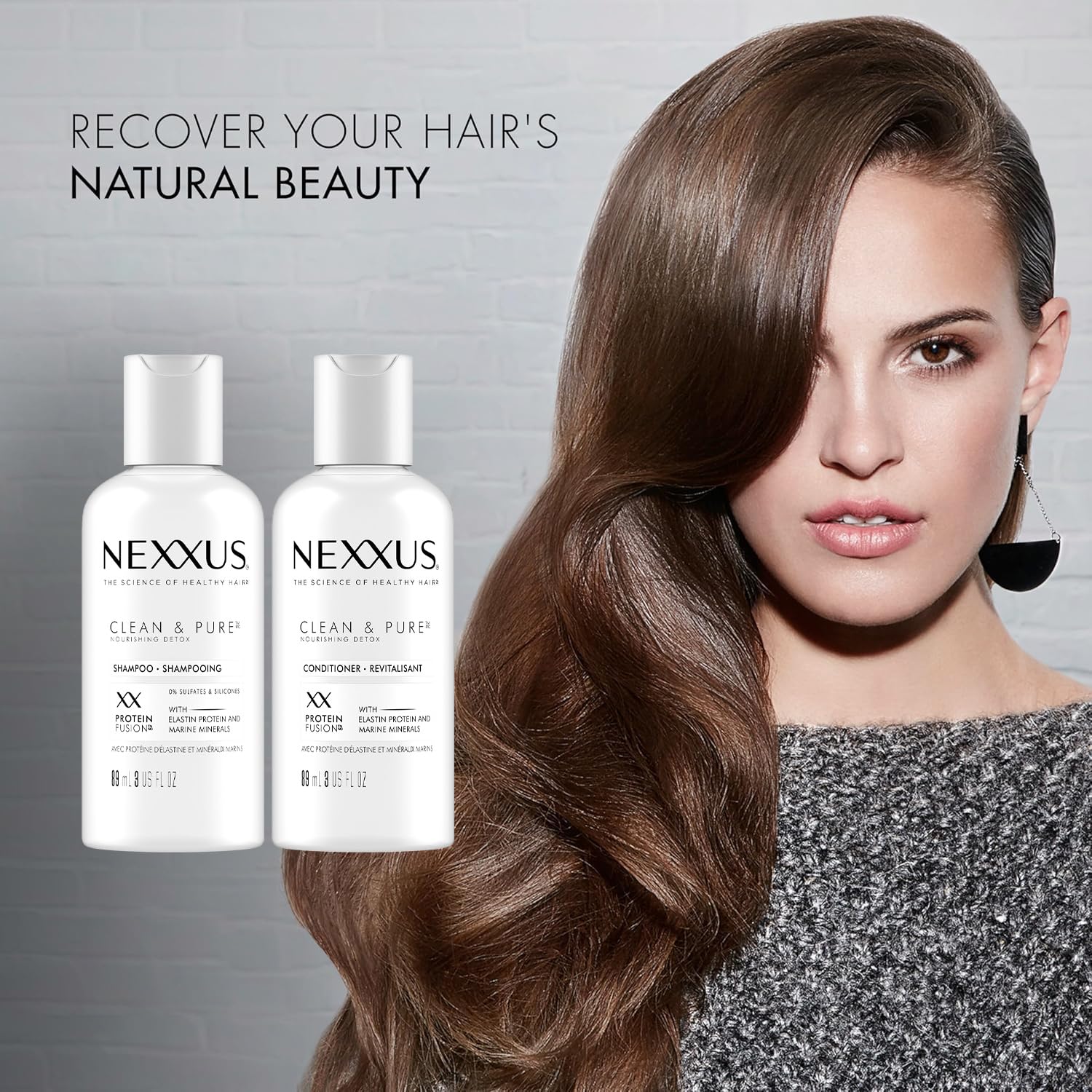 Champú y acondicionador de viaje, Clean & Pure – Productos para el cabello con proteína elastina y minerales marinos, sin sulfatos, 3 oz Ea 4