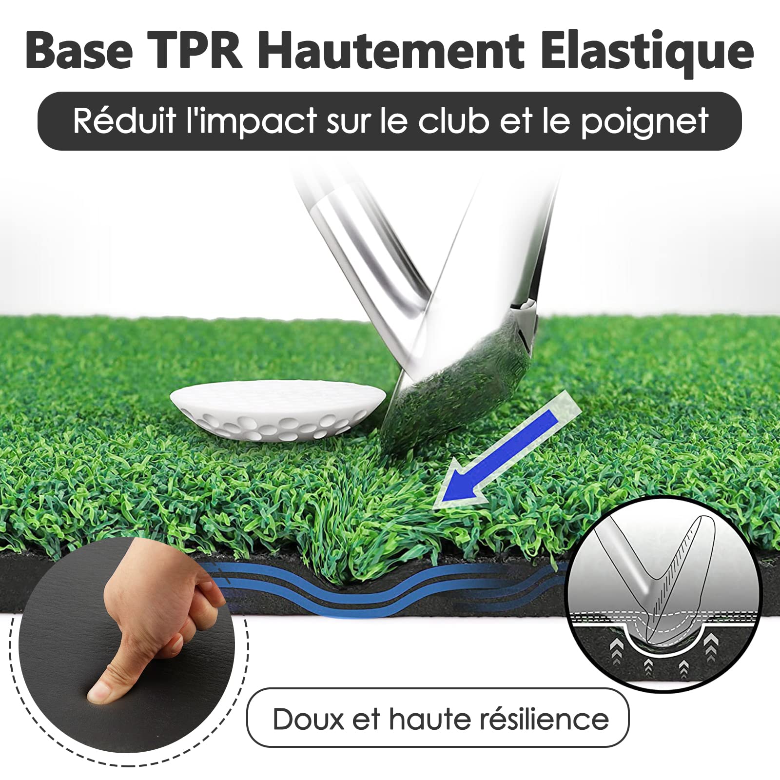 GOPLUS Tapis de Golf 150 x 90 cm, Entraînement au Practice de Golf Intérieur et Extérieur pour Les Pros et Les Débutants