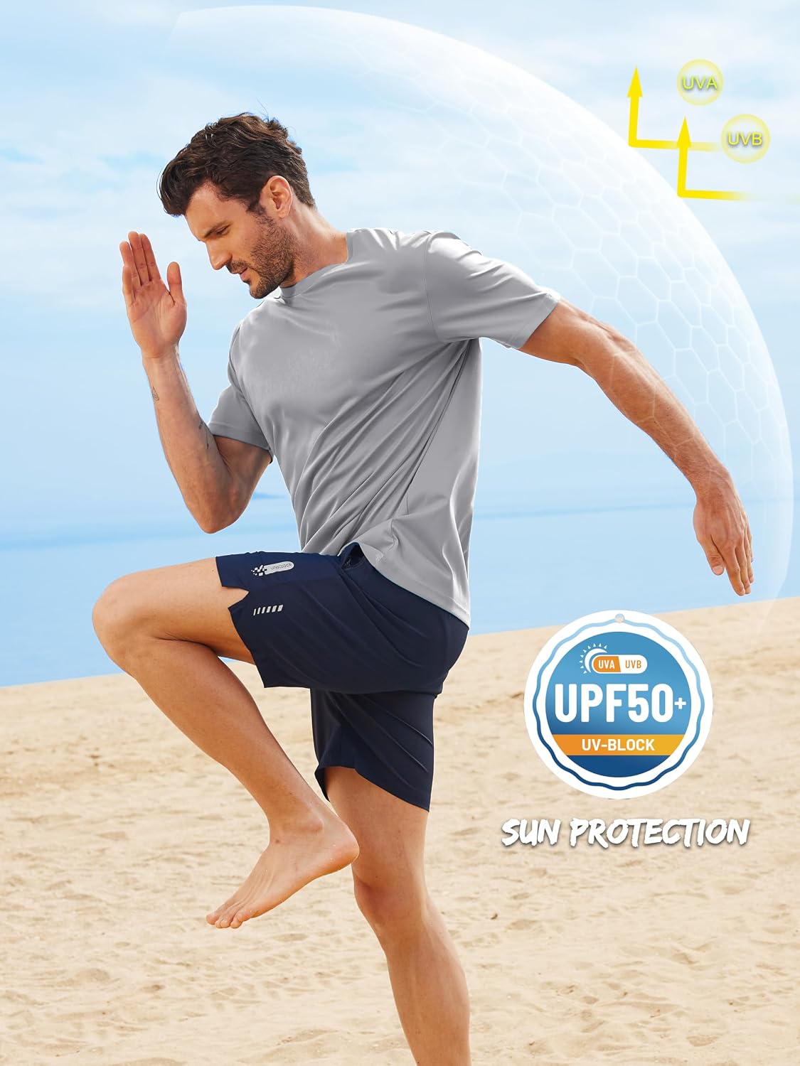 ZITY 5 Packs Men's UPF 50+ Sun Protection T-Shirts Workout Fishing Swimming Rash Guard Fast Dry Breathable Shirt