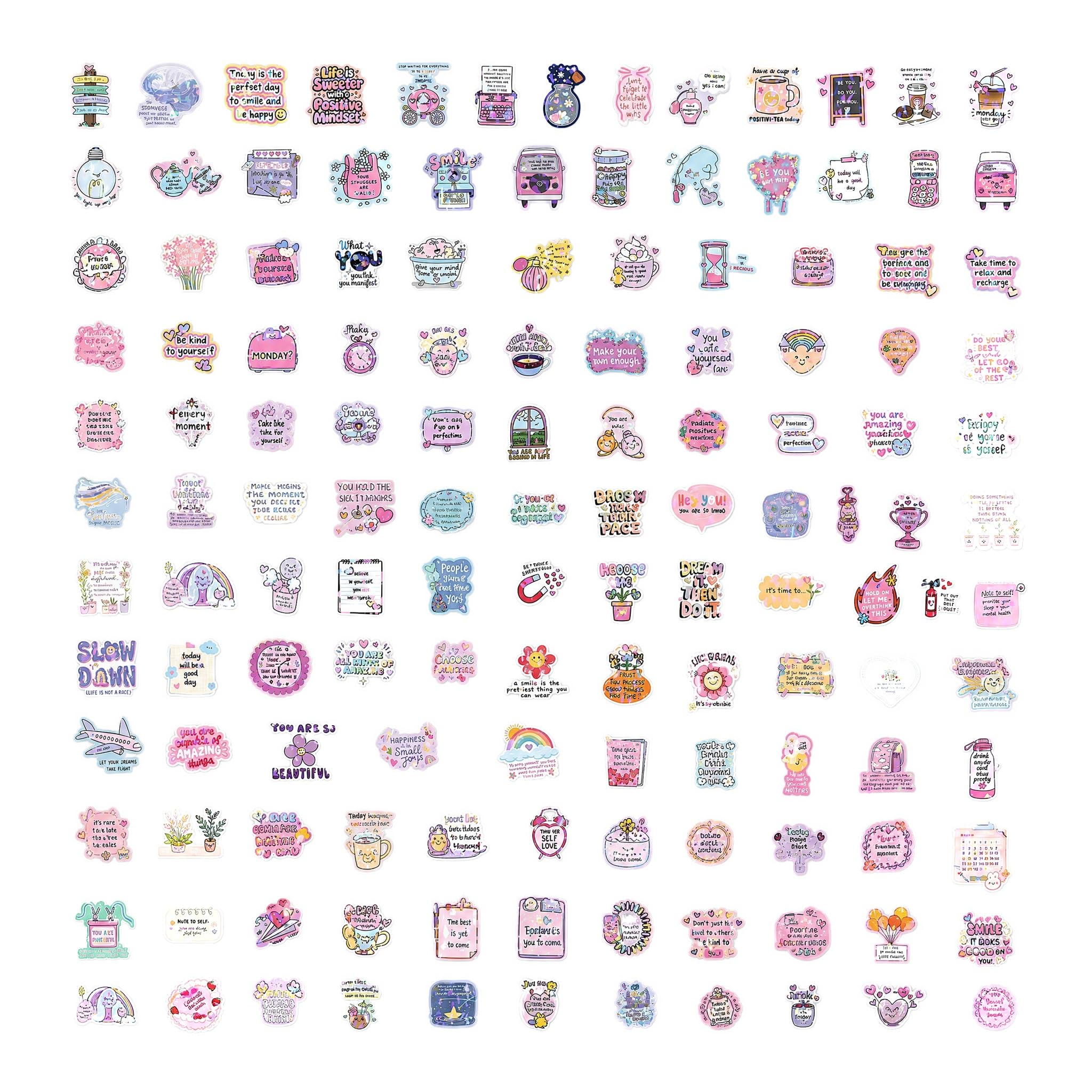 FeiatPogra 200PCS Motivational Quote Stickers, Waterproof Vinyl Positive Affirmation Stickers for Journal, School, Laptop, Water Bottle, Gifts for Friends, Teens & Adults，Cute Stickers