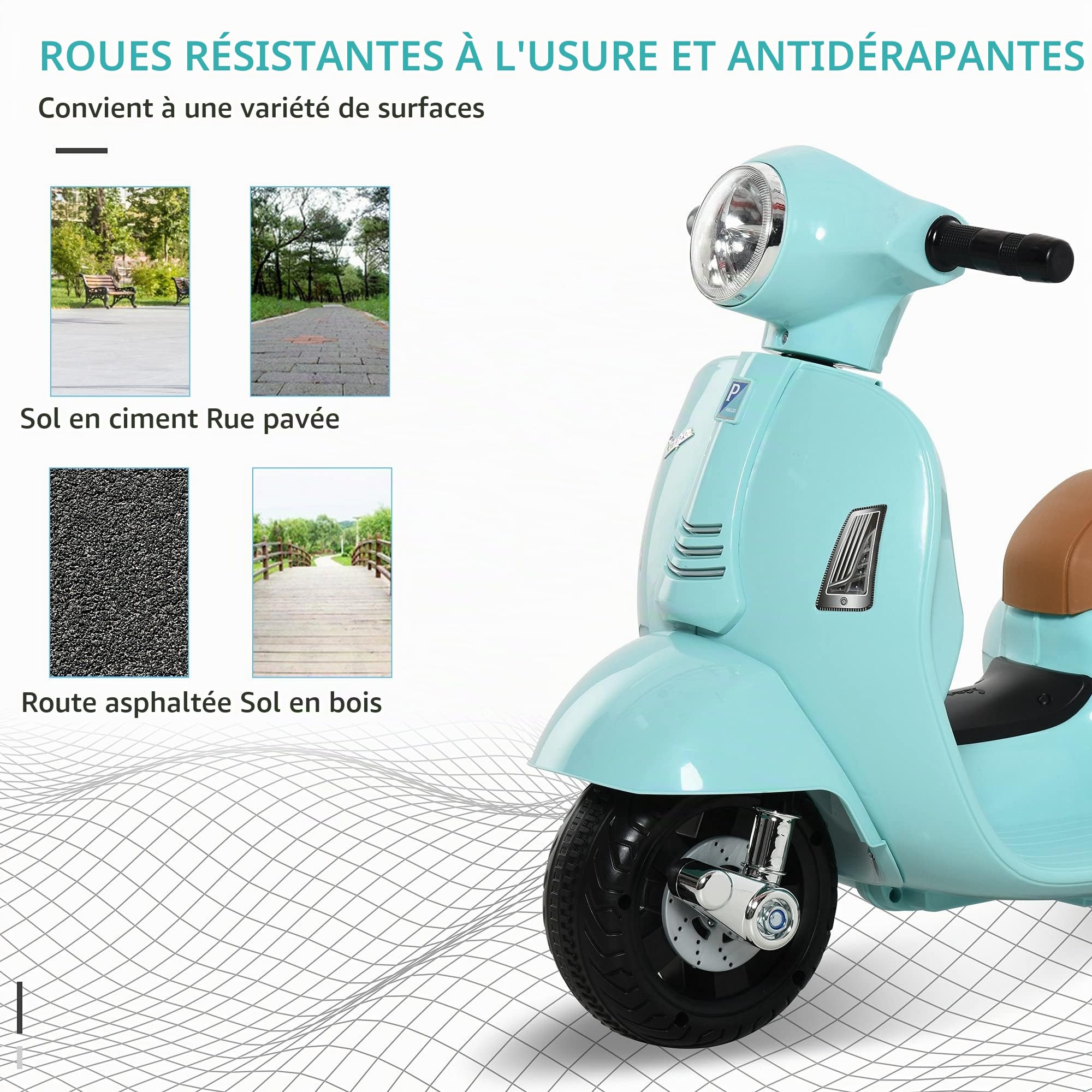 HOMCOM Moto électrique Enfant avec lumière LED et Son 18-36 Mois Vert