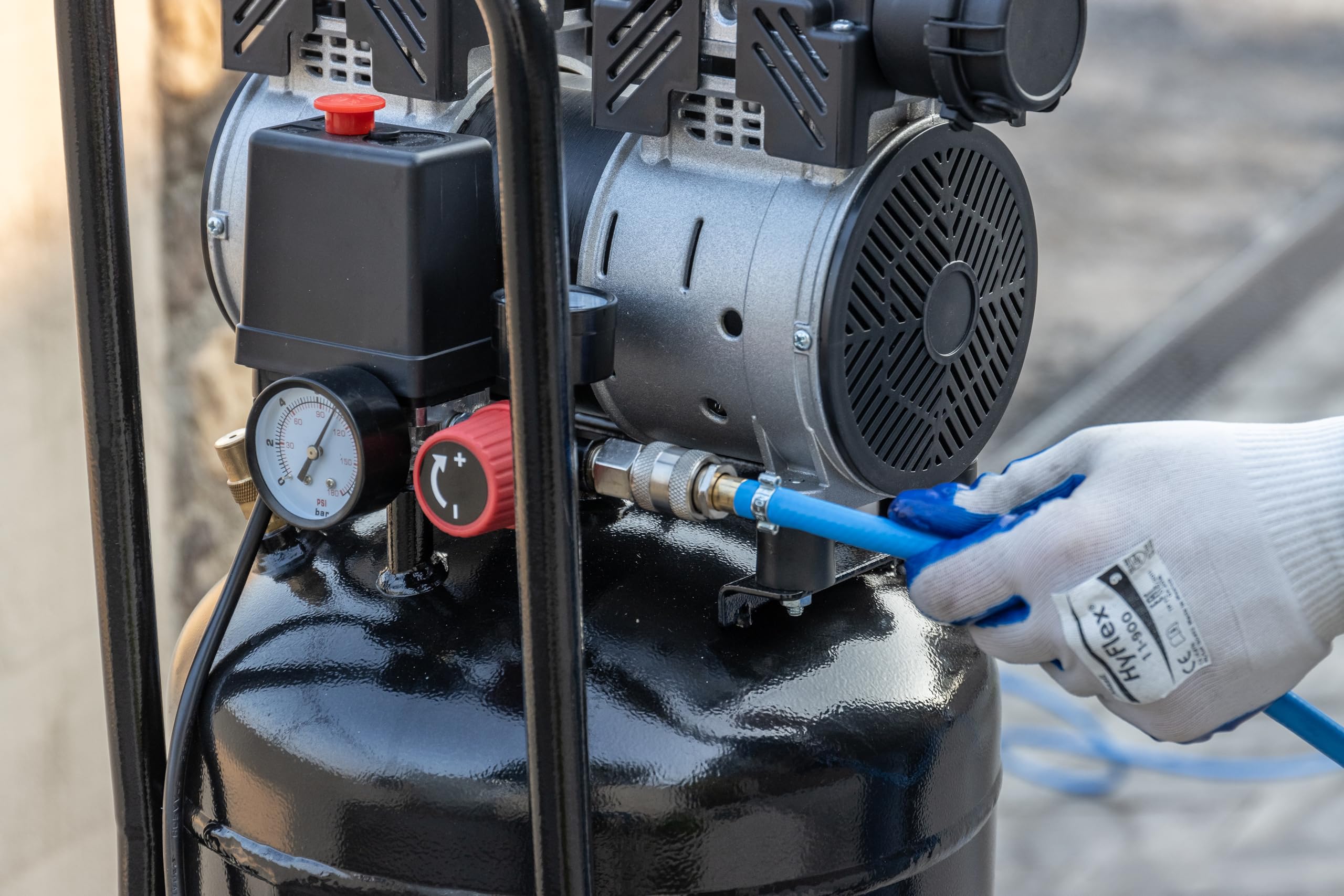 FIAC Vertikaler Luftkompressor SUPERSILENT 50V, Ölfrei, Maximaler Druck 8 bar, 1 PS, 50-Liter-Tank, Geräuschpegel 58 dB LpA