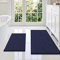 Vista 146 de Smiry - Juego de alfombras de baño de 2 piezas, suaves, absorbentes, de felpilla, lavables a máquina, antideslizantes, para bañera, ducha y piso Gris