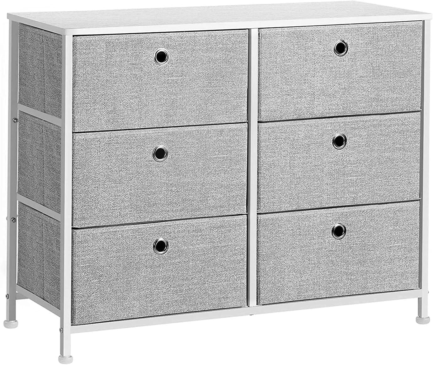 Lennox Furniture Storage Dresser with 6 Fabric Drawers for Closets, Nursery Light Grey Amazon