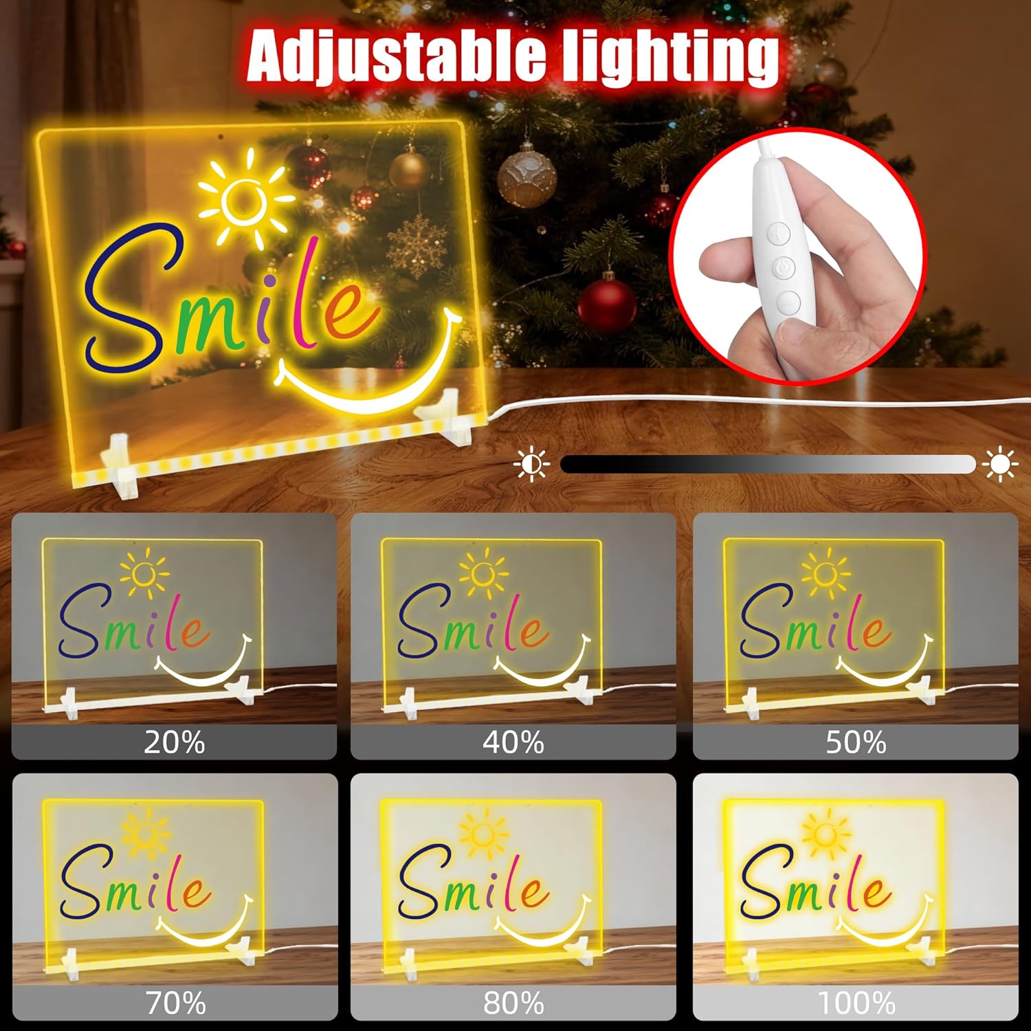 16" Led Drawing Board for Kids Christmas Gifts, Acrylic Dry Erase Boards with Light, LED Note Board with 4 Modes 7 Color Pens, Birthday Gifts for Teenage Girls Boys