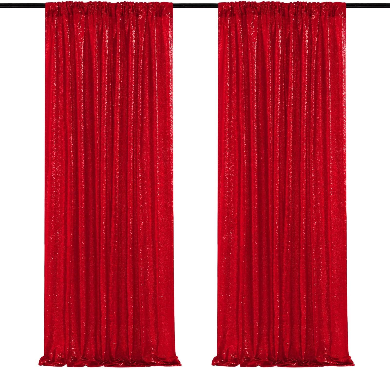 SoarDream Red Sequin Backdrop 2 Pieces 2ftx8ft Sequin Fabric Backdrop Glitter Photography Backdrop Party Decoration Background Backdrop