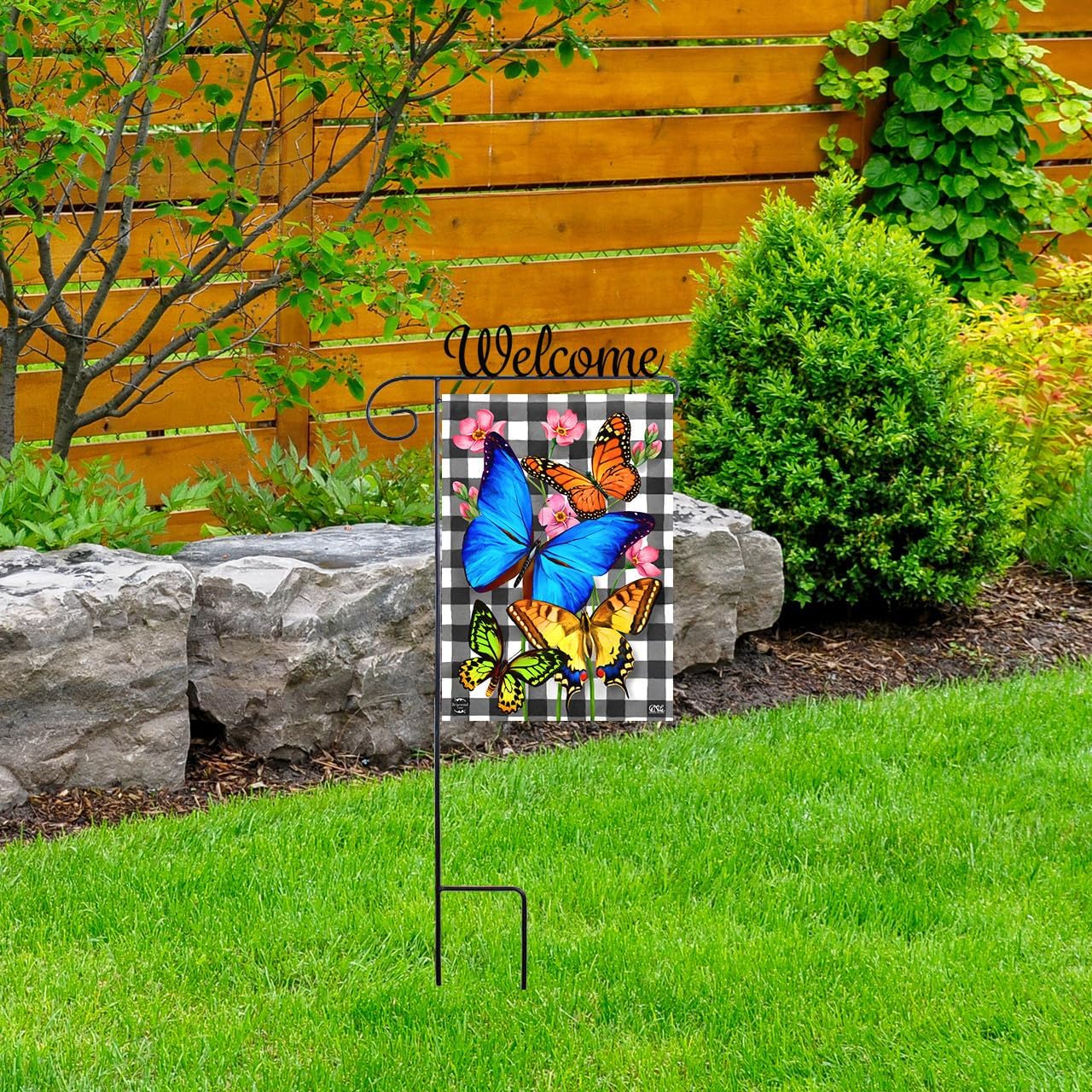 Briarwood Lane Wrought Iron Welcome Garden Flag Stand Holder