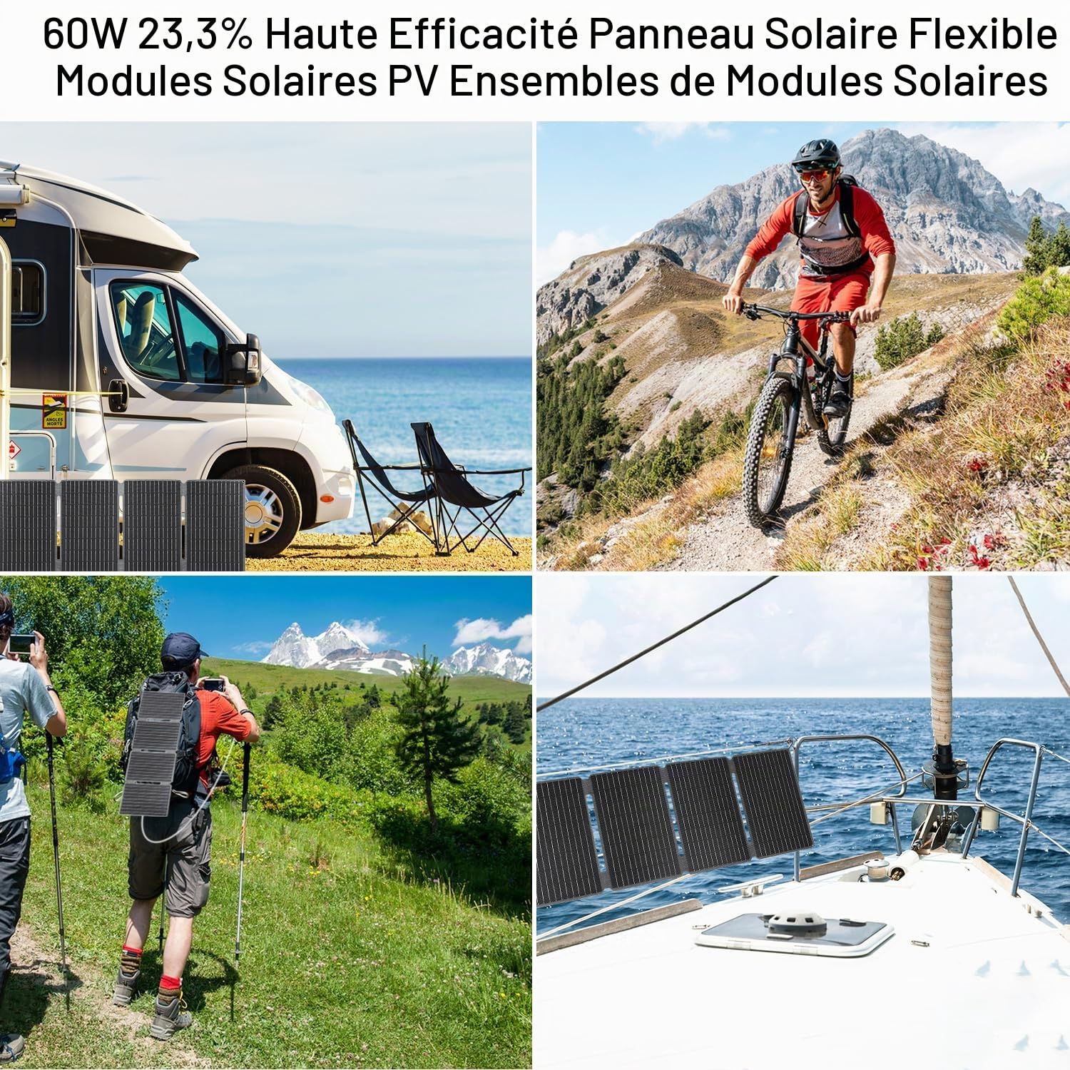 【Panneau Solaire Pliable 60W 18V】KWODE 60W Panneau Solaire Portable, ETFE IP67 Camping Chargeur Solaire Portable Puissant DC+USB3.0+Type-C Panneau PV pour Petit Générateur, Téléphone, Batterie Externe