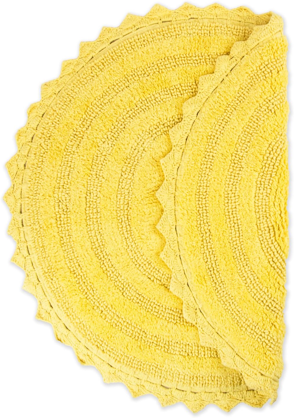 DII Crochet Collection Reversible Bath Mat, Round, 27.5" Diameter, Yellow : Everything Else