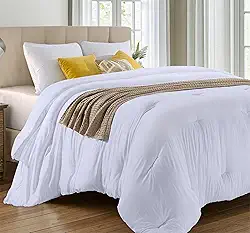 Utopia Bedding Edredom King acolchoado alternativo para todas as estações - Enchimento de edredom com abas de canto - Lavável na máquina - Edredom de cama - Branco