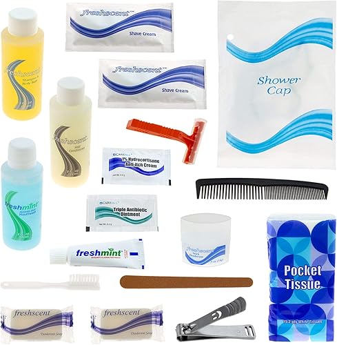 Kit de higiene y aseo de 19 piezas para hombres, mujeres, viajes, caridad