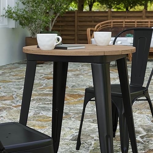 Miniatura 6 de Merrick Lane Dryden - Mesa de comedor con altura de barra para exteriores, parte superior de poliresina para todo tipo de clima con base de acero,