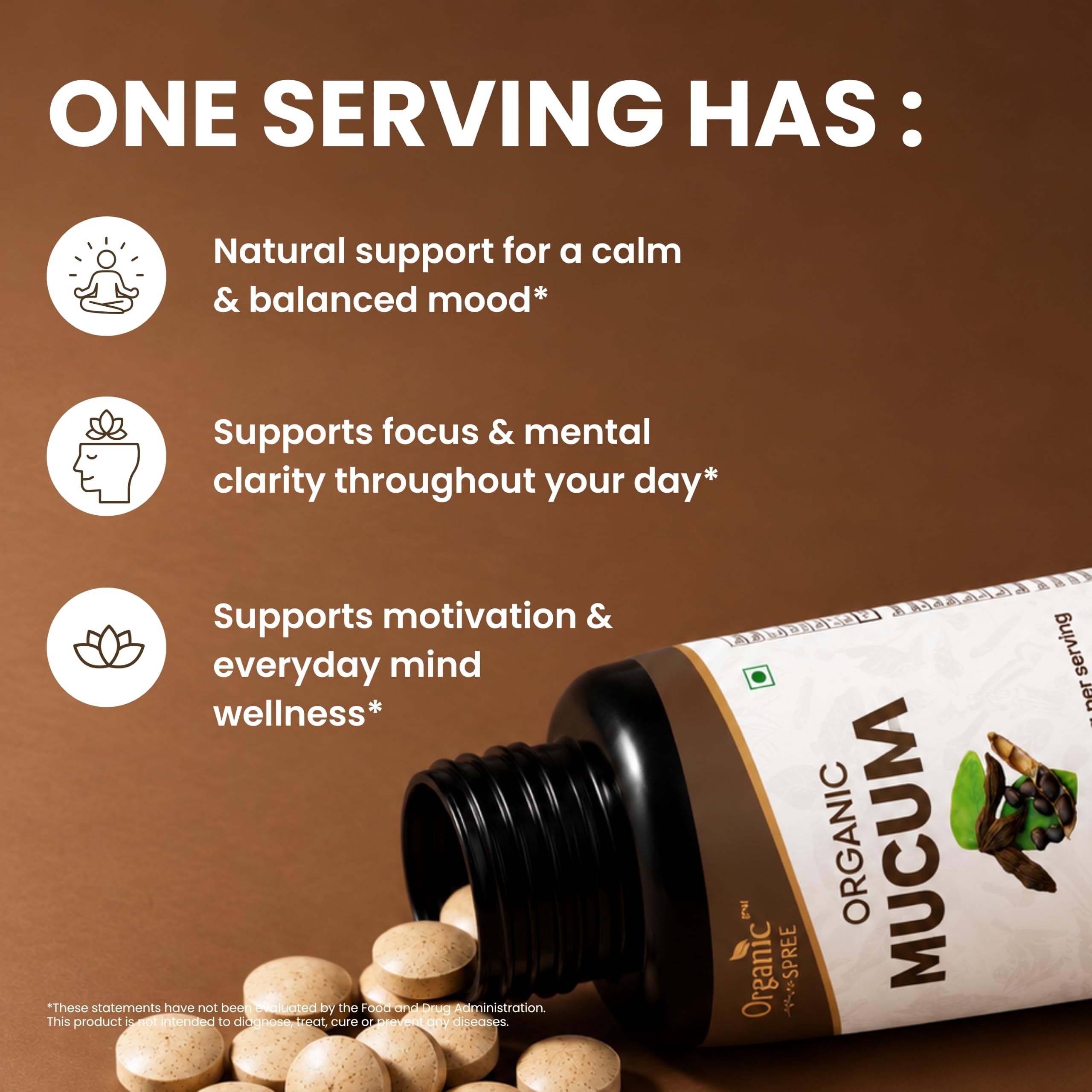 ORGANIC SPREE Mucuna 120 Tablets - Supports Mood, Relaxation & Immunity* - Mucuna pruriens - 60 Days Supply - USDA Organic, GMP, HACCP Certified — Amazon image 7