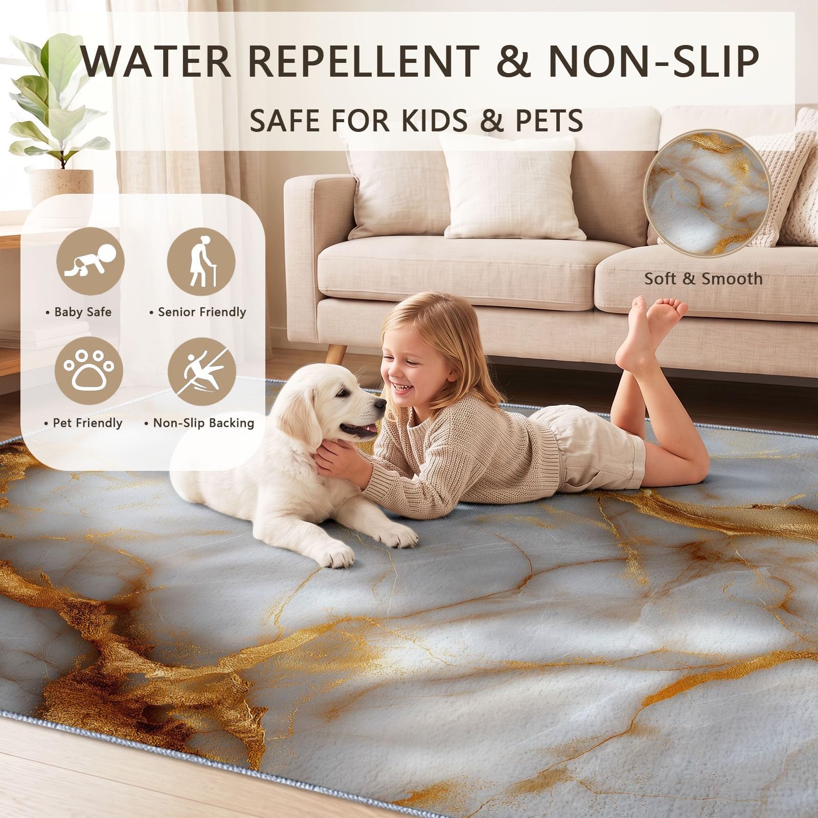 Lavable Tapis Surréaliste Salon Pile Courte Rug 140 x 200 cm