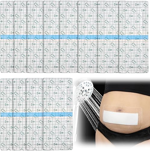 25 vendajes de ducha impermeables para heridas abdominales, sección C, incisiones de abdominoplastia larga poscirugía, protector de ducha de sección