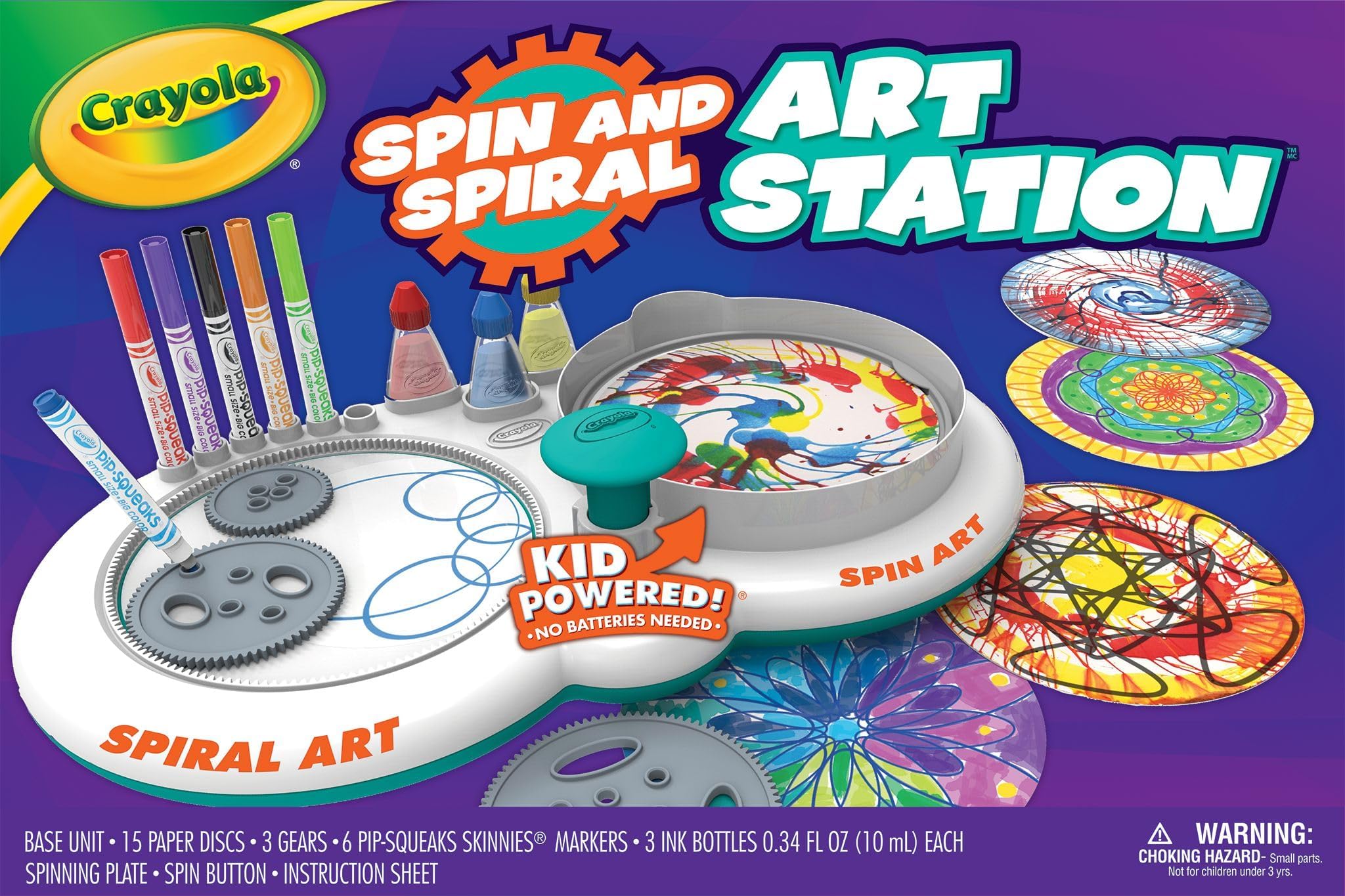 Spin N Spiral Art Station | 2-in-1 Art Station with Storage | Create Spiro Art and Spin Inky Designs | Ages 6+