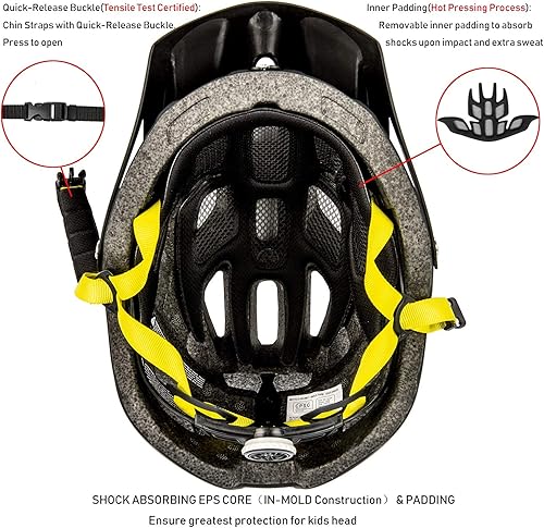 Miniatura 4 de Casco de bicicleta para niños, casco de bicicleta para niños y niñas de 8 años en adelante, con visera fresca, casco de bicicleta para niños, casco