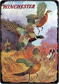 annekilly Vintage Metal Tin Sign Pheasants on The Rise Winchester Firearm Hunting Hunter for Home Bar Pub Kitchen Garage Restaurant Wall Deocr Plaque Signs 12x8inch