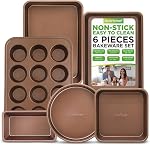 Nutrichef, Bakeware Set, Non-Stick Kitchen Oven Baking Pans - Carbon Steel with Non-Stick Blue Diamond Coating Inside & Outside, Baking Trays for Cooking and Baking, 6pc