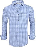 AlexVando Men's Wrinkle-Free Button Down Shirts: 4-Way Stretch Printed Business Casual Long Sleeve Shirt