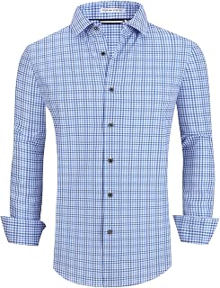 AlexVando Men's Wrinkle-Free Button Down Shirts: 4-Way Stretch Printed Business Casual Long Sleeve Shirt