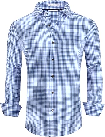 Alex Vando Mens Button Down Shirts Wrinkle Free 4-Way Stretch Print Business Casual Shirt