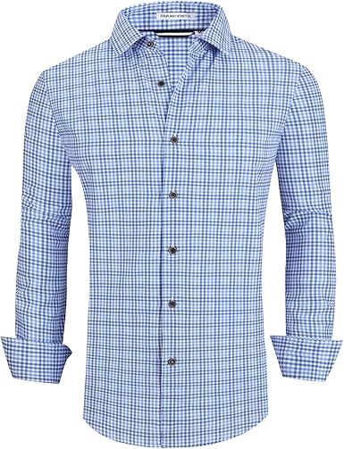 Alex Vando Mens Button Down Shirts Wrinkle Free 4-Way Stretch Print Business Casual Shirt