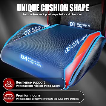bigzzia Gaming Chair, Ergonomic Video Game Chairs with Pillow and Lumbar Support (Without Heated Cushion, Red)