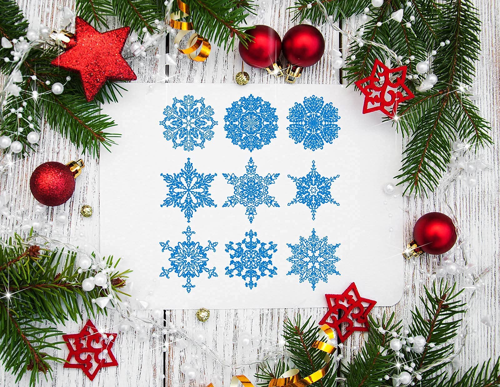 Produktbild von Weihnachts Stempel Weihnachts-Klarstempel Set – 7 Motive Mit Elch, Baum & Schneeflocke | Für Karten, Scrapbooking & DIY-Deko Weihnachtsspitze Elch Motive