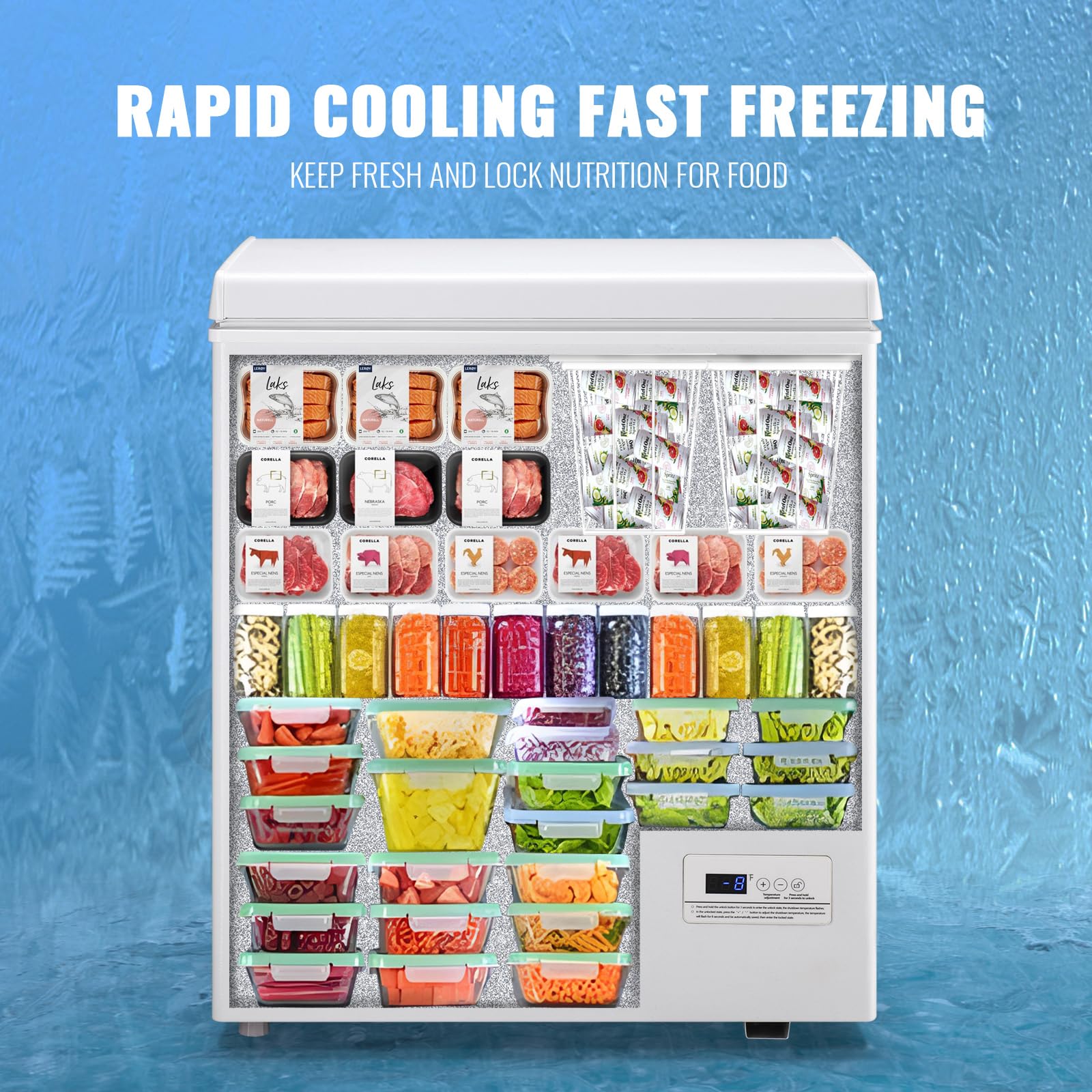 DEMULLER Chest Freezer with Electronic Control 41℉ to -15 ℉Deep Freezer 4.0Cubic Feet Freestanding Small Freezers with 2Removable Stainless Steel Basket Mini Freezer Top Open Door Compact Freezer on Fridge.com