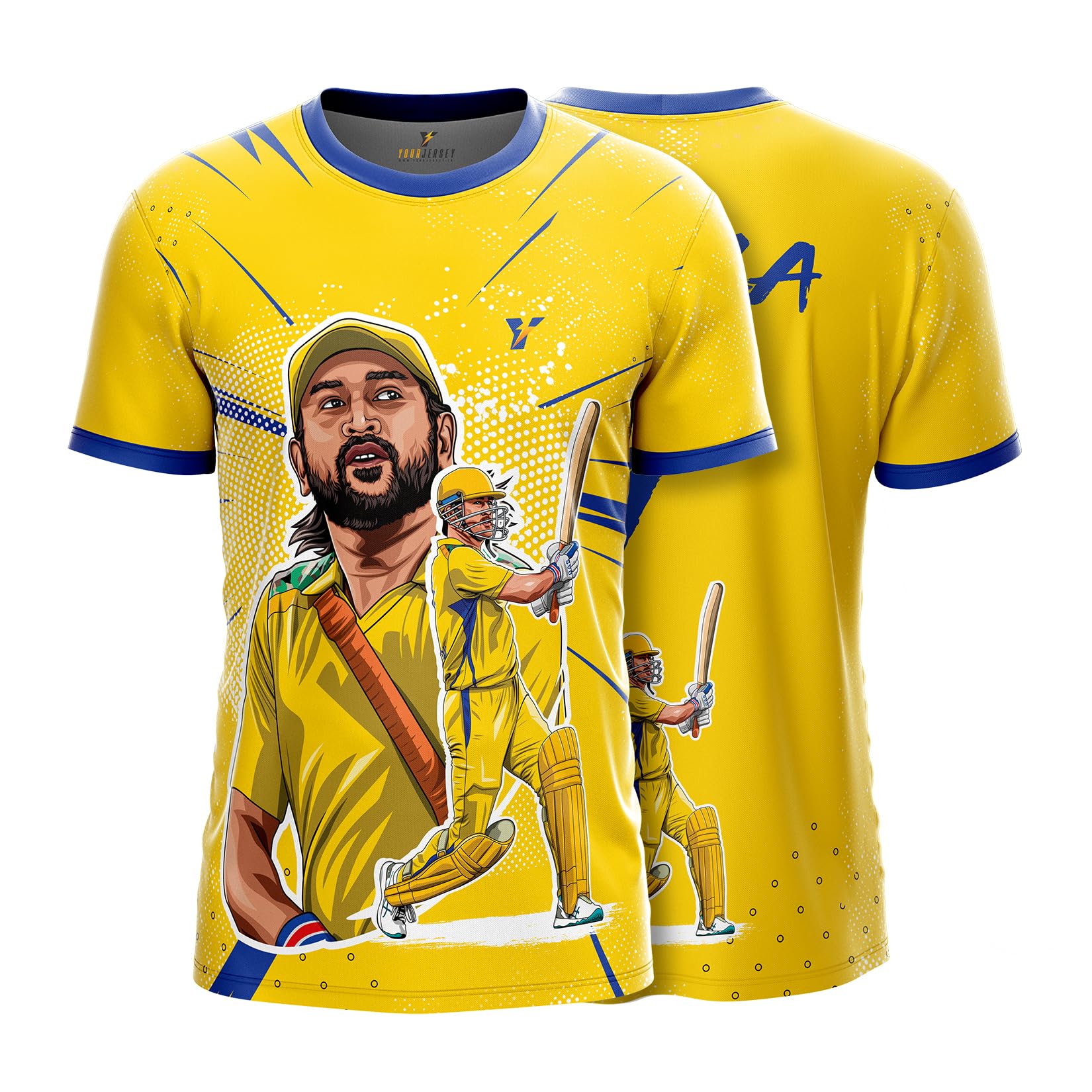 YOURJERSEY MSD 7 Fan Jersey - Custom Chennai Jersey | THALA Fan Edition | Personalize with Name & Number | Kids, Men & Women Blue-picture-15