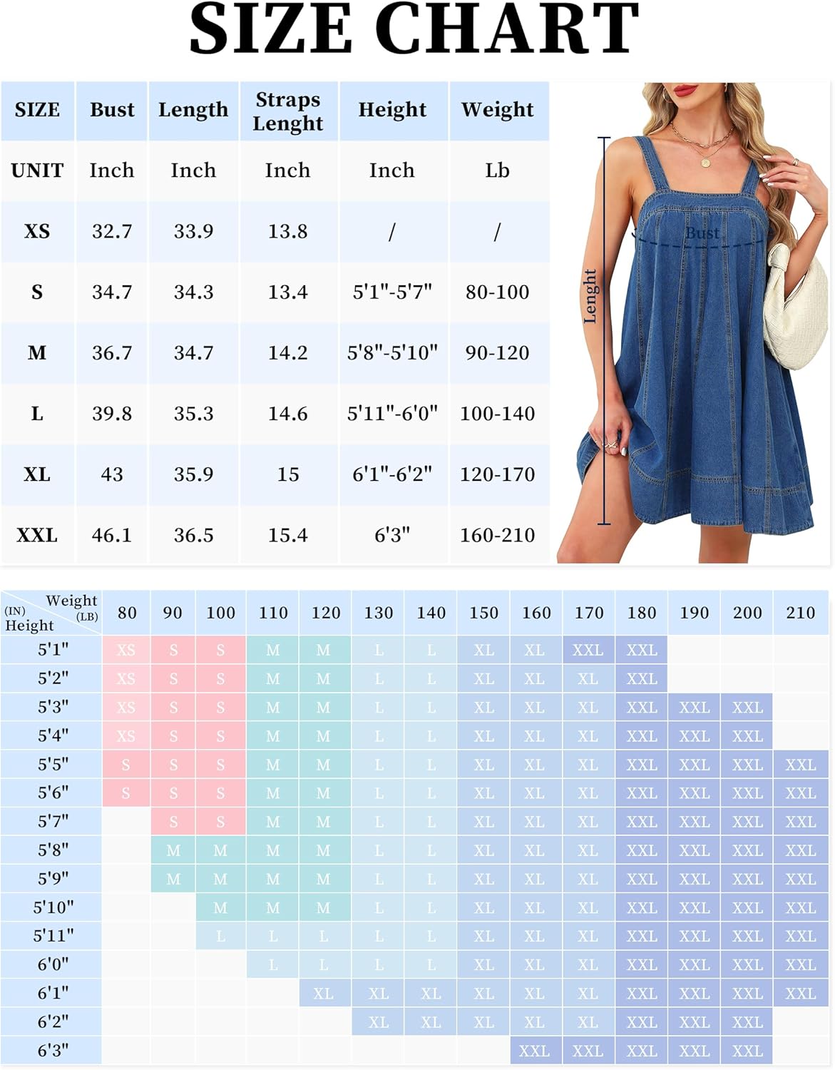 Denim Dress for Women Tie Shoulder with Straps Sleeveless Ruffle Hem Summer Casual mini Jean Dress with Pockets - Image 6